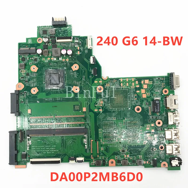 High Quality For HP 240 G6 14-BW 14Z-BW Laptop Motherboard DA00P2MB6D0 With AMD E2-9000E DDR3 100% Full Tested Working Well