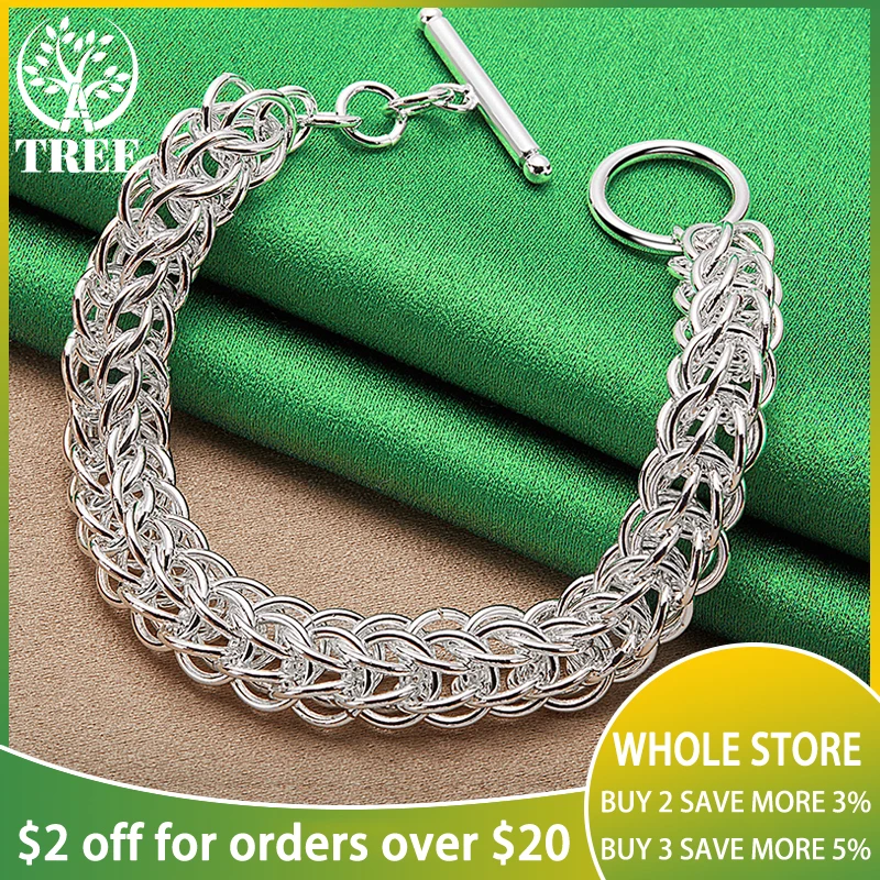 

925 Sterling Silver 20cm Chain OT Buckle Round Circle Bracelets For Woman Man Wedding Engagement Party Birthday Charm Jewelry