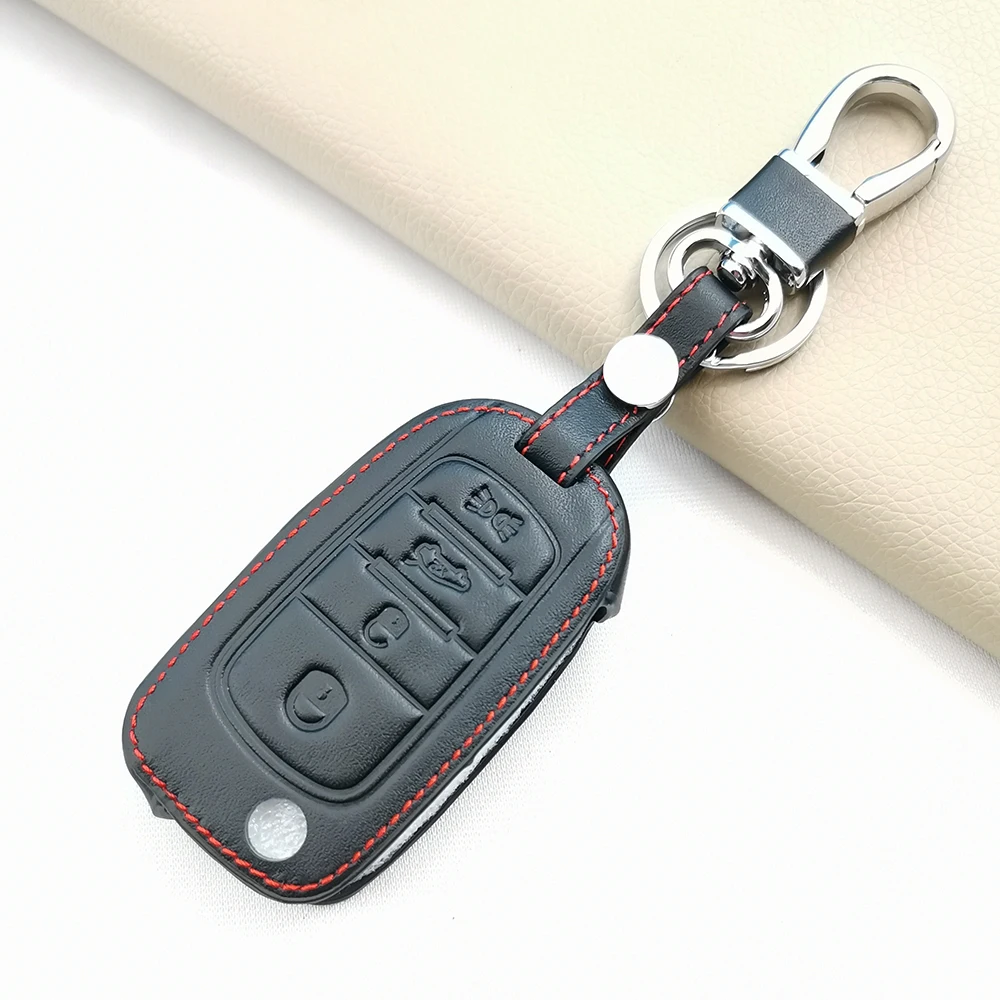 

Leather Case Key Cover Car Key Holder Keychain for FIAT Tipo Toro Freedom 500X Doblo Argo Nuovo Grazie Remote Shell 3/4 Buttons