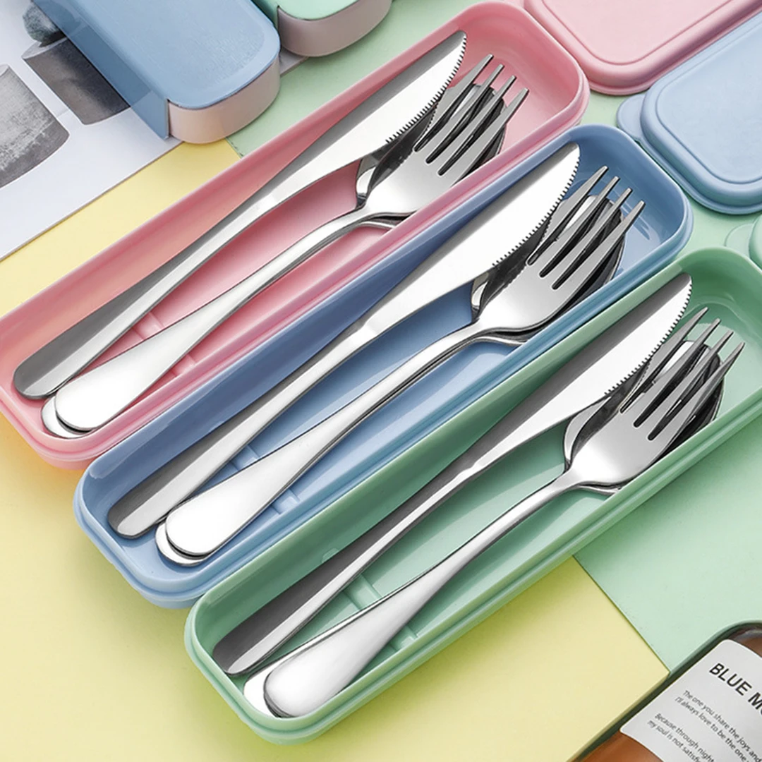 

Chopstick Fork Spoon Camping Kit Stainless Steel Cutlery Travel Set With Storage Box Portable Reusable Utensils Home Supplies