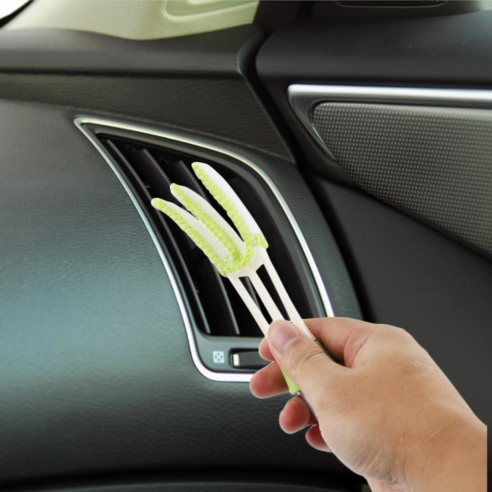

Plastic Car Brush Cleaning Tool Auto Air Conditioner Vent Blinds Cleaner 2 in 1 Car Air-conditioner Outlet Cleaning Tool