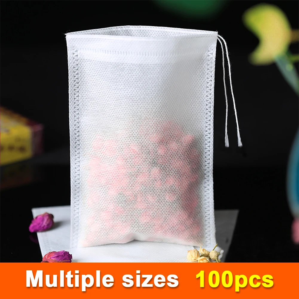 

100Pcs/Set Food Grade Non-woven Fabric Filter Tea Bags Teabags Empty Scented Seal Filter Paper For Herb Loose Spice Disposable