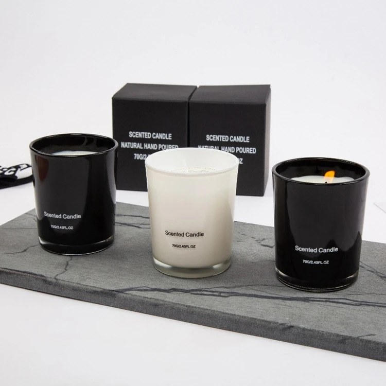 

Customized Premium soy wax Candle Scented Candles for Home All Natural Aroma Candles with Black white glass jar and gift box