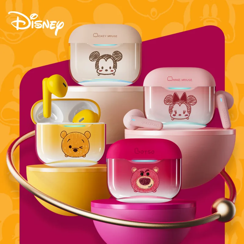 

Беспроводные наушники Disney Winnie Pooh, Bluetooth 5,3, водонепроницаемые наушники с глубокими басами, наушники-вкладыши с шумоподавлением и микрофоном