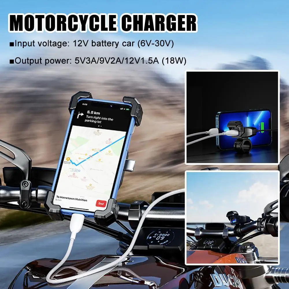 

Motorcycle USB Charger Handlebar Fast Charging Waterproof Socket Accessories SAE 12V Adapter Interface Universal Motorcycle Z3L3