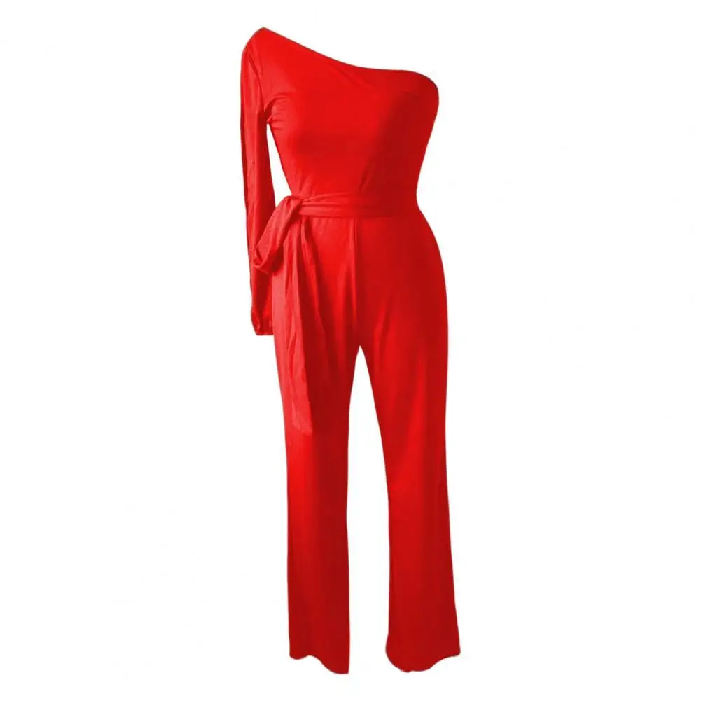 

Banquet Playsuit Casual Belt Close-fitting One Sleeve One Shoulder Summer Romper Female Garment Lady Playsuit Prom Playsuit
