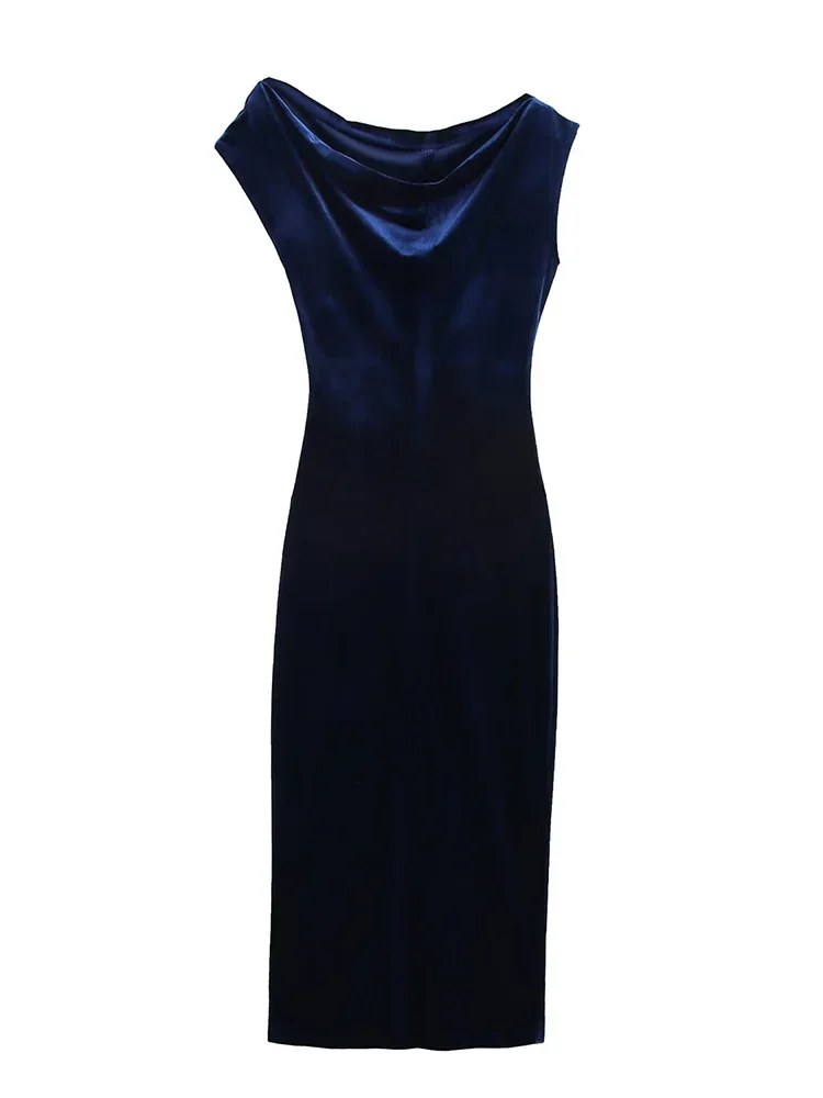 Wilshela женское модное темно-синее плиссированное асимметричное платье миди