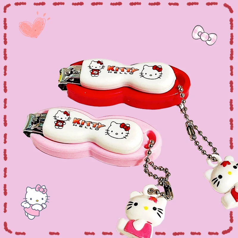 

Кусачки для ногтей Hello Kitty Kawaii Anime Sanrioed девичьи ногти Cissors симпатичная цепочка для ключей 2 цвета многофункциональные плоскогубцы для девочек...