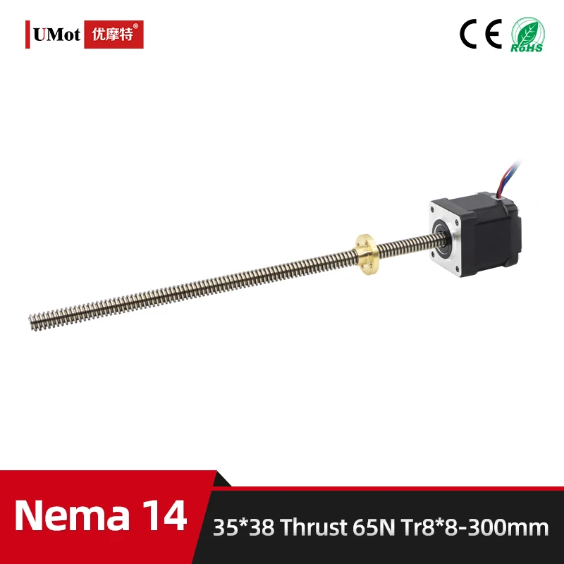 

Length 38mm Nema 14 Mini Actuator Stepper Motor Shaft Linear Stepper Motor With Customized Screw 4.5V Thrust 65N Tr8 Lead 8mm