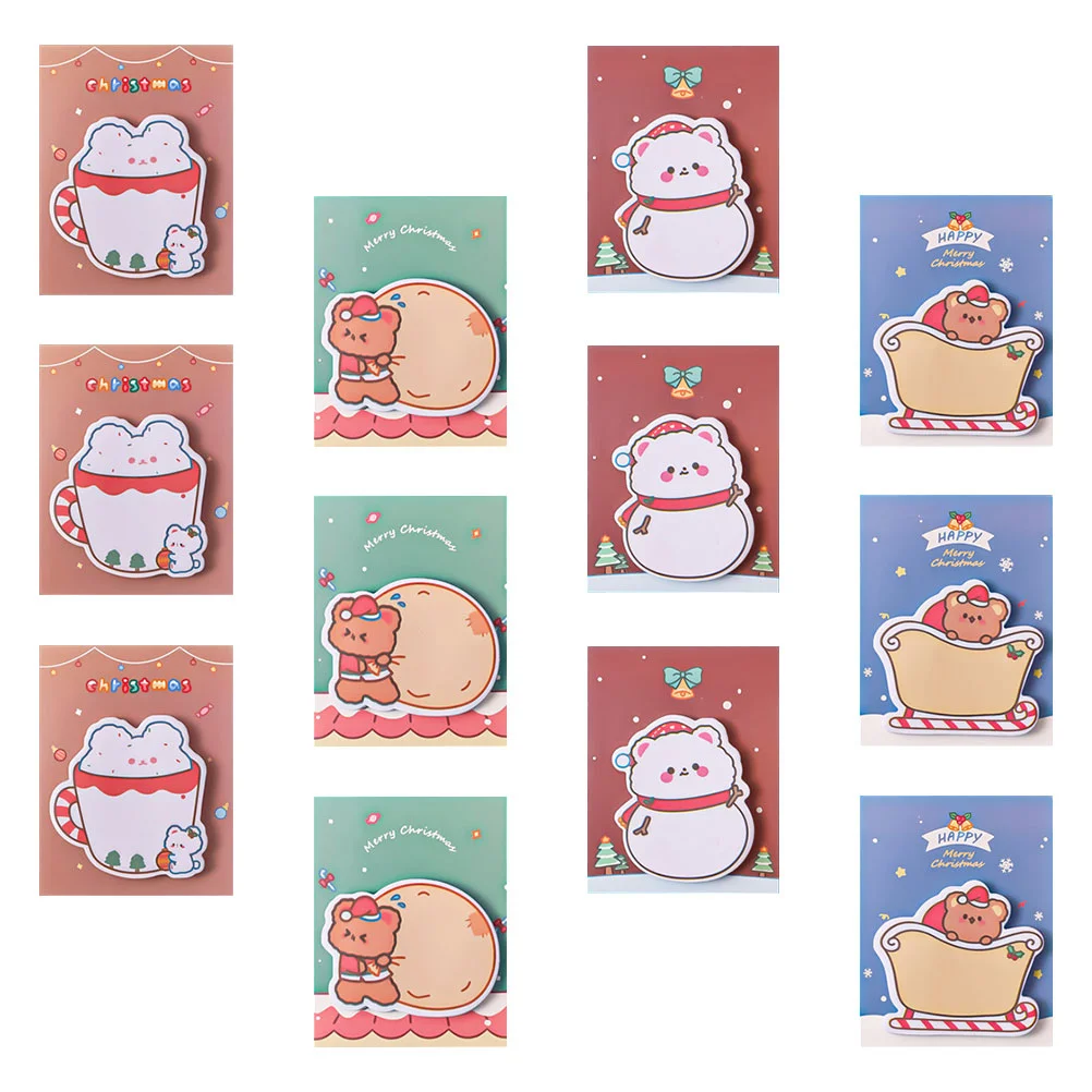 

12 Pcs Christmas Sticky Notes Stickers Portable Memo Message Pad Paper Student Xmas Notepads
