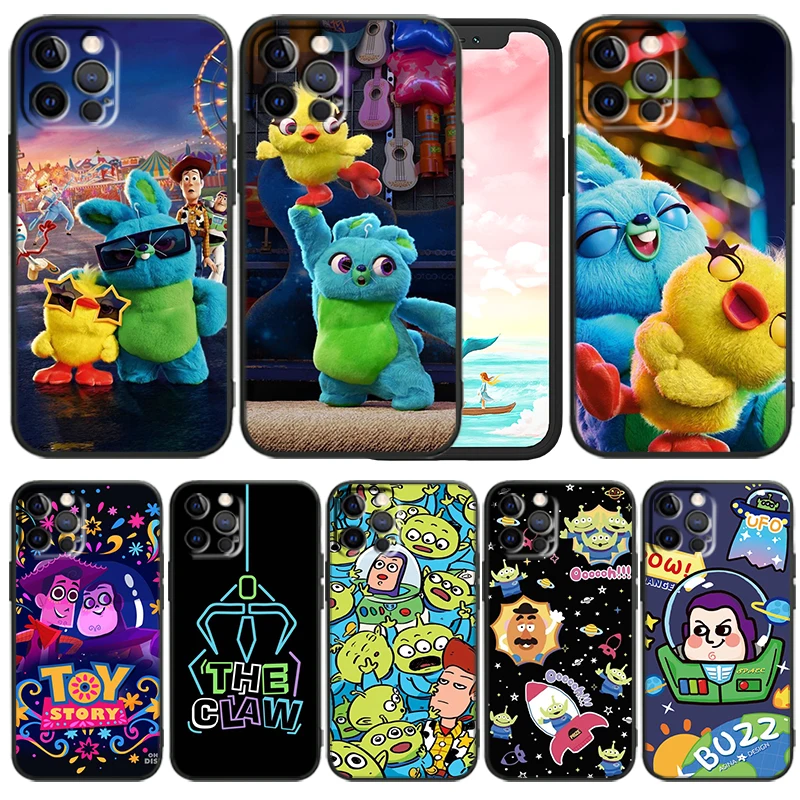 

Disney Toy Story Cute Phone Case For iPhone 14 13 12 Mini 11 XS Pro Max X XR 8 7 6 Plus 5 SE 2020 Black Funda TPU Cover