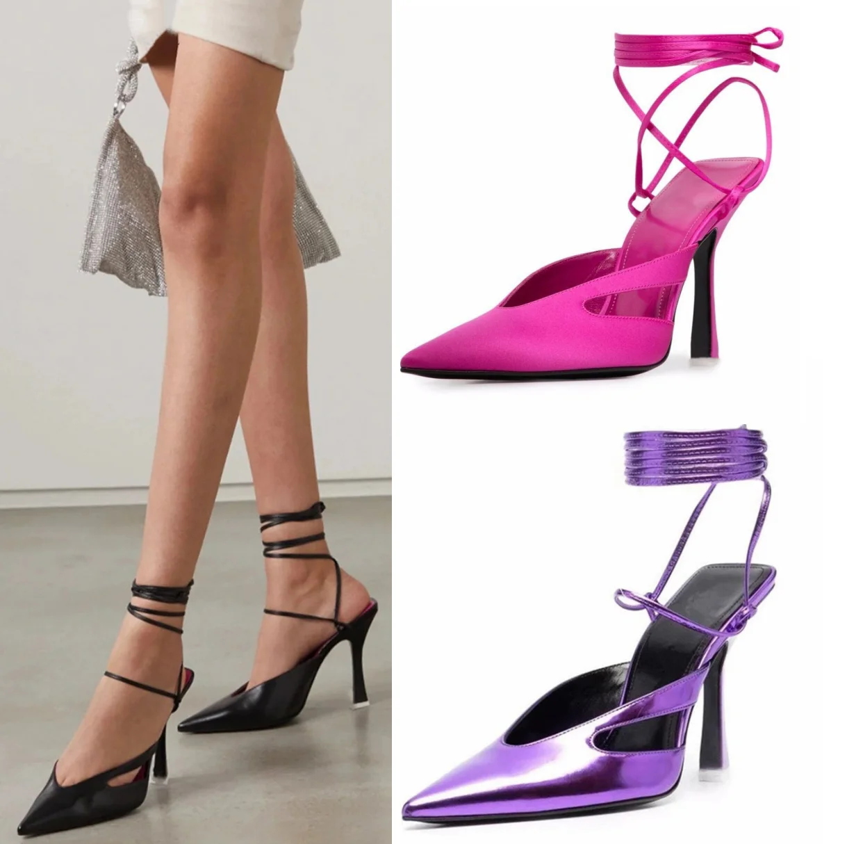 

Strap Design Ladies High Heel Sandals Pointed Toe Stiletto Sandals Fashion Party High Heel Sandals