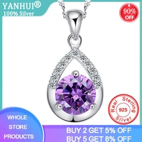 yanhui trendy tibetan silver s925 fashion jewelry purple geometric aaa zircon pendant necklaces simple gift for women gift