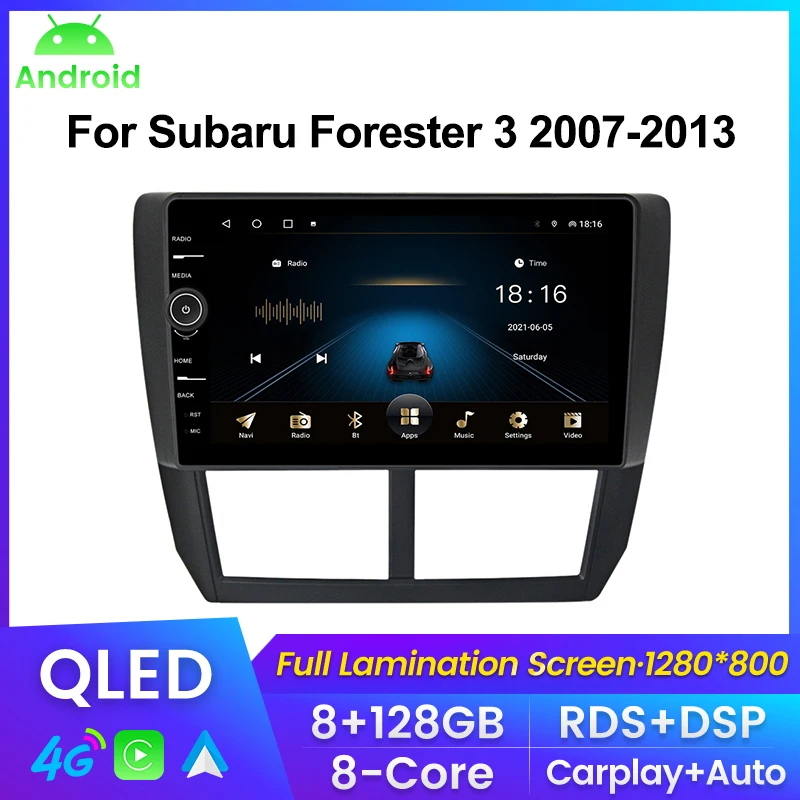 

2din QLED Screen Car Radio For Subaru Forester 3 SH 2007-2013 For Impreza GH GE Multimedia Player Carplay+Auto WIFI 4G LTE RDS