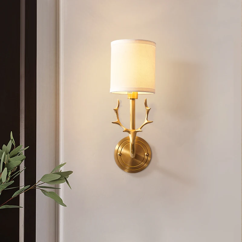 

Deer Head Wall Lamp Bedside Bedroom Light European Style Minimalist Creative Aisle Corridor Antlers Wall Lamp Mirror Headlight