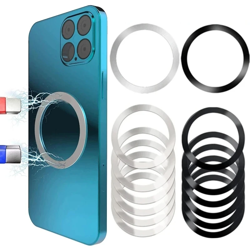 

5PCS Magnetic Metal Plate Ring for Magsafe Wireless Charger Iron Sheet Sticker Magnet Car Phone Holder for iPhone 14 Samsung S23