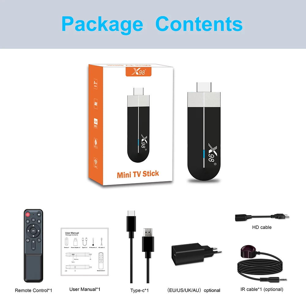 X98 S500 Android 11 Smart TV Stick Amlogic S905Y4 Четырехъядерный 4G 32G 4K H.265 HEVC 2 4G/5G Wifi медиаплеер