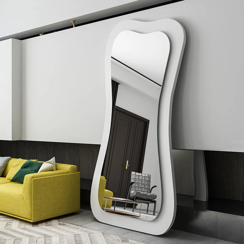 

Зеркало с сенсорным выключателем из закаленного стекла, светодиодный светильник для туалетного столика, полноразмерное зеркало неправильной формы, зеркало для макияжа, милое зеркало с подсветкой