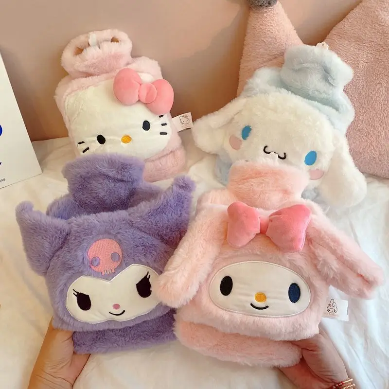 

Hellokitty Cartoon Hot Water Bottle Kawaii Student Carry Water Inject Side Pocket Hand Warmer Plush Anime Model Warm Water Bag