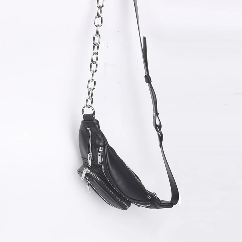 Genuine Leather Crossbody Leisure Time Mobile Phone Bag Chain Waist Pack Bags With Free Shipping Sack Women's Shoulder Bag