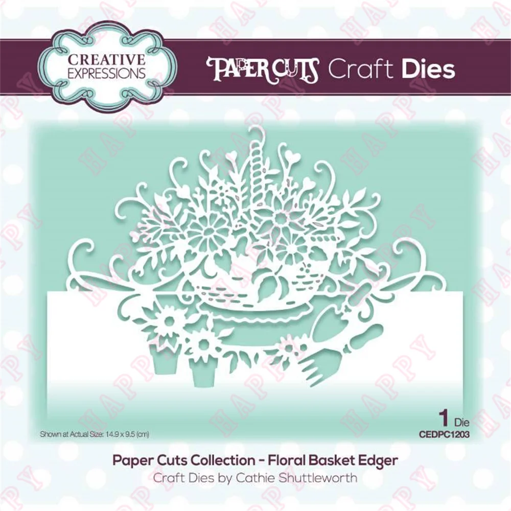 

2022 New Arrival Floral Basket Edger Metal Cutting Dies Scrapbook Diary Diy Decoration Embossing Template Greeting Card Handmade