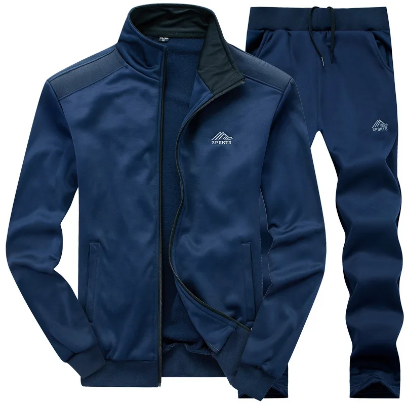Tracksuit Men 2023 New Solid Sportswear Fashion Men's Jacket + Pants Sets Male Sweatshirt Casual 2 Piece Set Plus Size 7XL