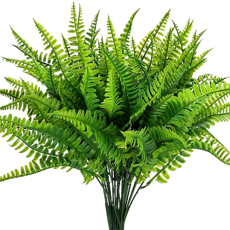 

1/2/5Pcs 7Fork Artificial Plants Persian Grass Green Ferns Flower For Home Garden Decorations Accessories Wedding Party Decor