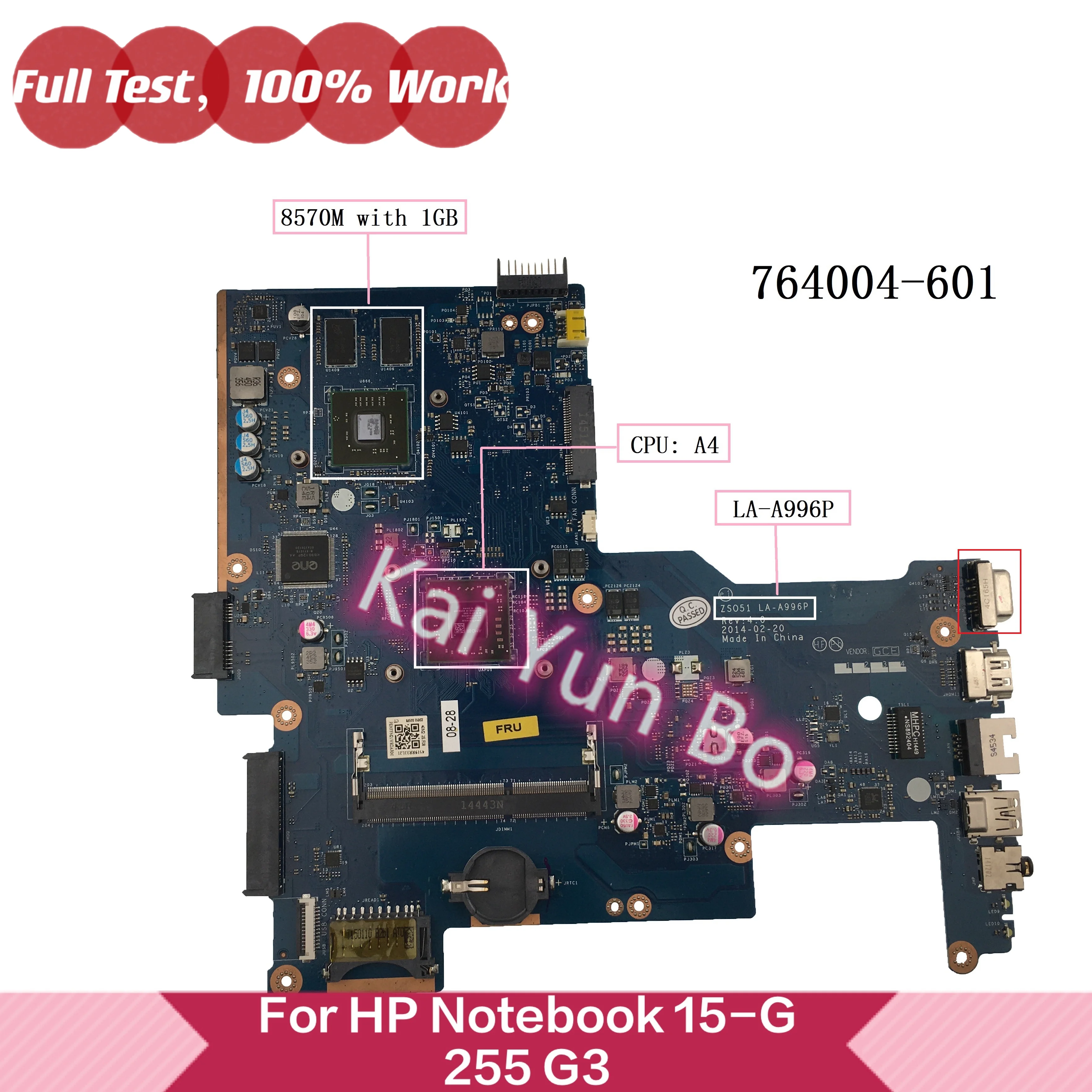 

764004-501 764004-001 764004-601 For HP 15-G 255 G3 Laptop Motherboard LA-A996P With A4-6210 CPU DDR3 Tested 100% Work