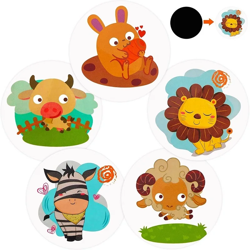 5Pcs Potty Training Stickers Color Changing Sticker Reusable Toilet Targets for Boys Animals Potty Training Targets Pee Stickers