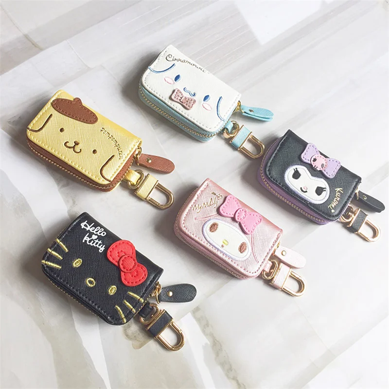 

Cartoon KTCat Multifunctional Leather Coin Purse 3d Key Case Pu Zipper Cartoon Cinnamoroll Car Key Case Cute Key Chain Gift