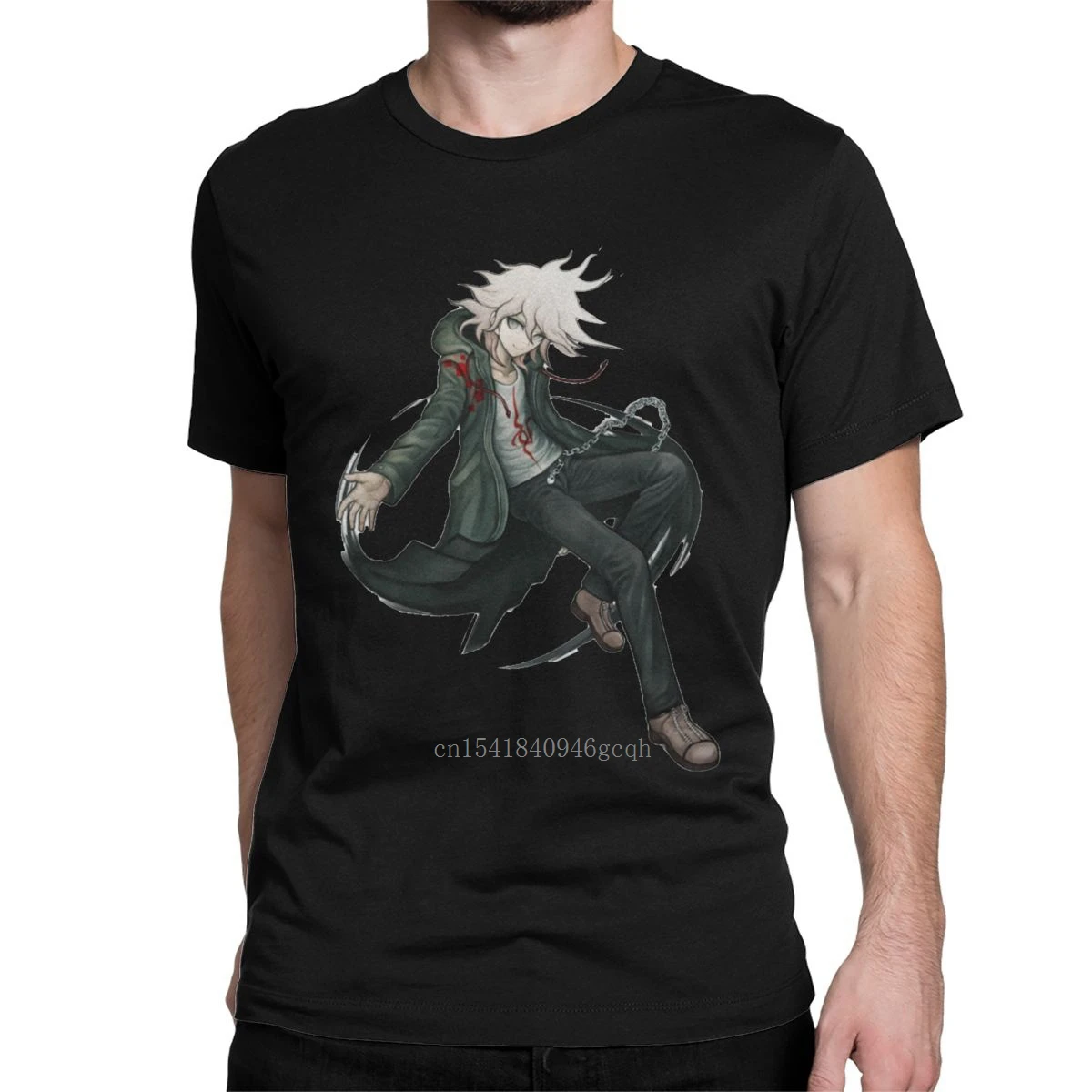 

Men T-Shirt Nagito Komaeda Danganronpa Funny Cotton Tee Shirt Short Sleeve Videogame Anime Manga T Shirt O Neck Clothing Graphic