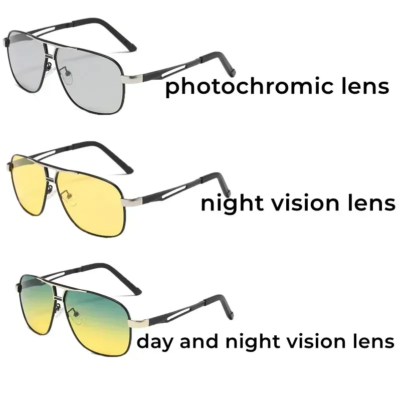 Модные квадратные поляризованные фотохромные солнцезащитные очки роскошные