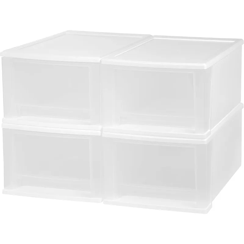 

4 упаковки, многофункциональные корзины для спальни, ванной комнаты, шкафа, спальни, крафтовой комнаты, гаража, детской комнаты, офиса, под раковиной, белые