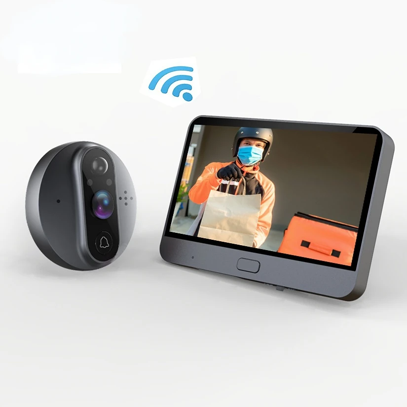 

Hd Smart Wireless Door Viewer Recorder Hidden Video Peephole Door Bell Camera Monitor Metal Visual Doorbell With Intercom