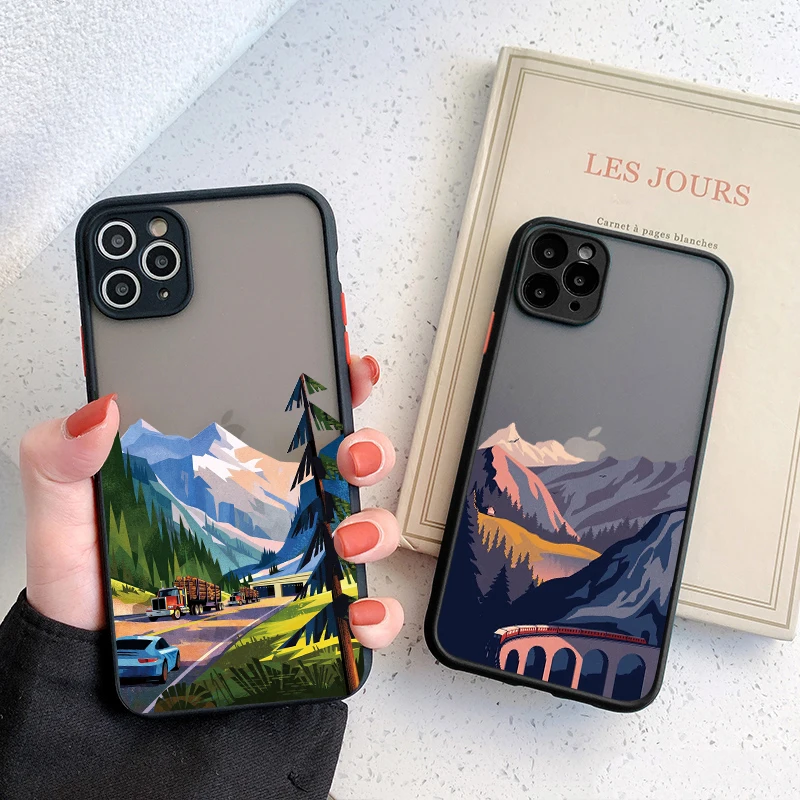 

Чехол для телефона с дорожным пейзажем для Iphone X, XR, XS MAX, 12, 13, 11, 14 Pro Max, Mini, 7, 8 Plus, SE2, задняя крышка с изображением горной мельницы, гондолы