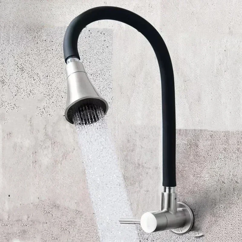 

Универсальный Вращающийся Смеситель Из Нержавеющей Стали С Одной Ручкой, Смеситель Для Кухонной Мойки С Холодной Водой