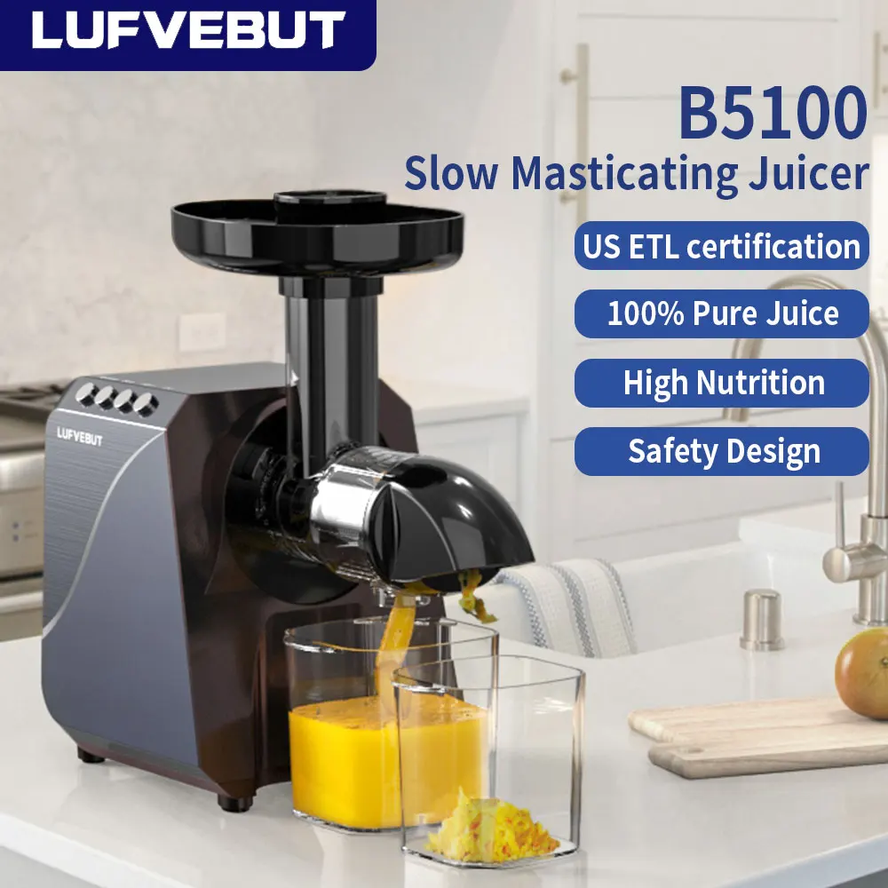 

LUFVEBUT Slow Juicer Vegetables And Fruits Electric Juice Extractor Squeezer 200W Power Easy Wash Slow Masticating Juicer