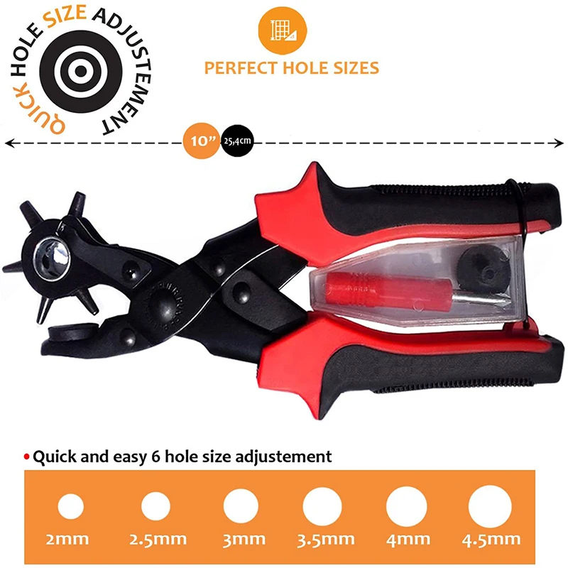 

Leather Hole Punch Plier Eyelet Revolve Multi-function Setter Watchband Belt Leathercraft Round Flat Oval Hole Punching Tools