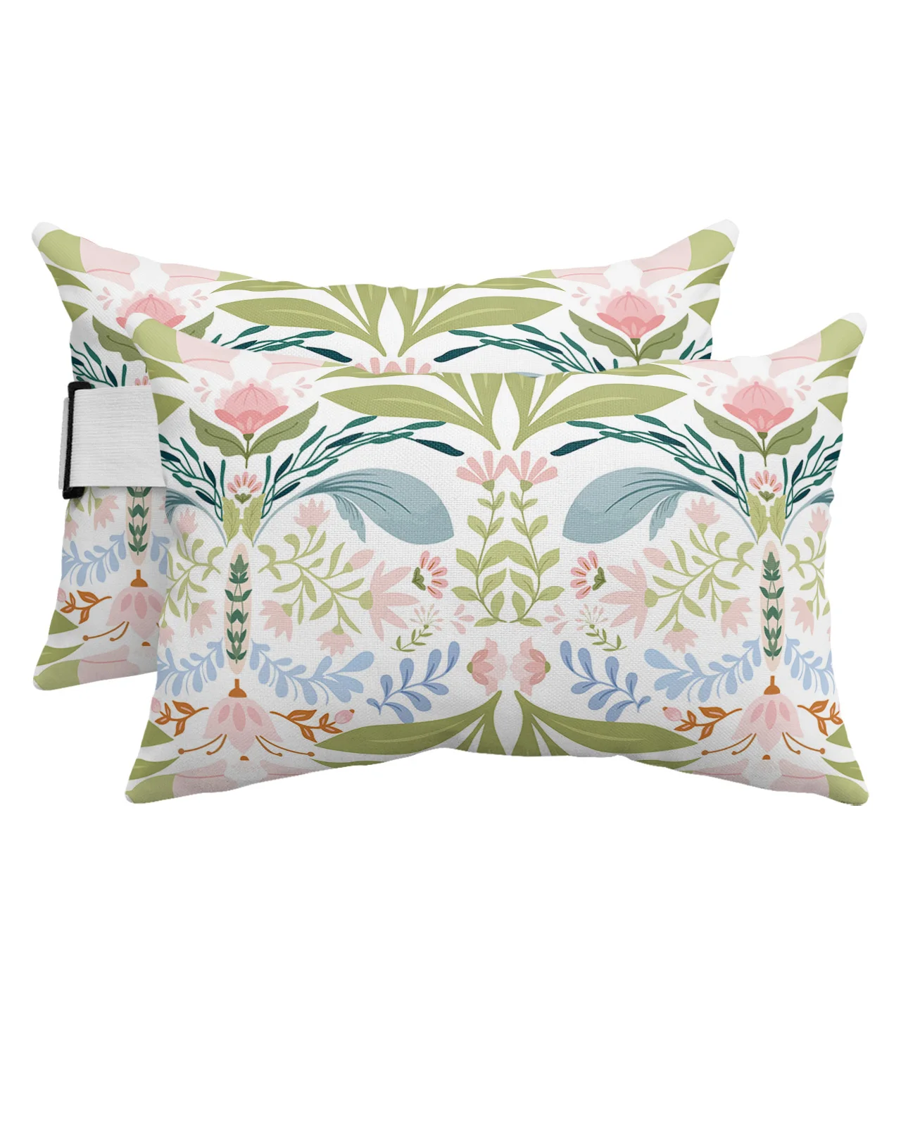 

Flower Leaf Line Hand Drawn Waterproof Pillow With Insert Adjustable Elastic Lounge Chair Recliner Head Lumbar Travel Pillow