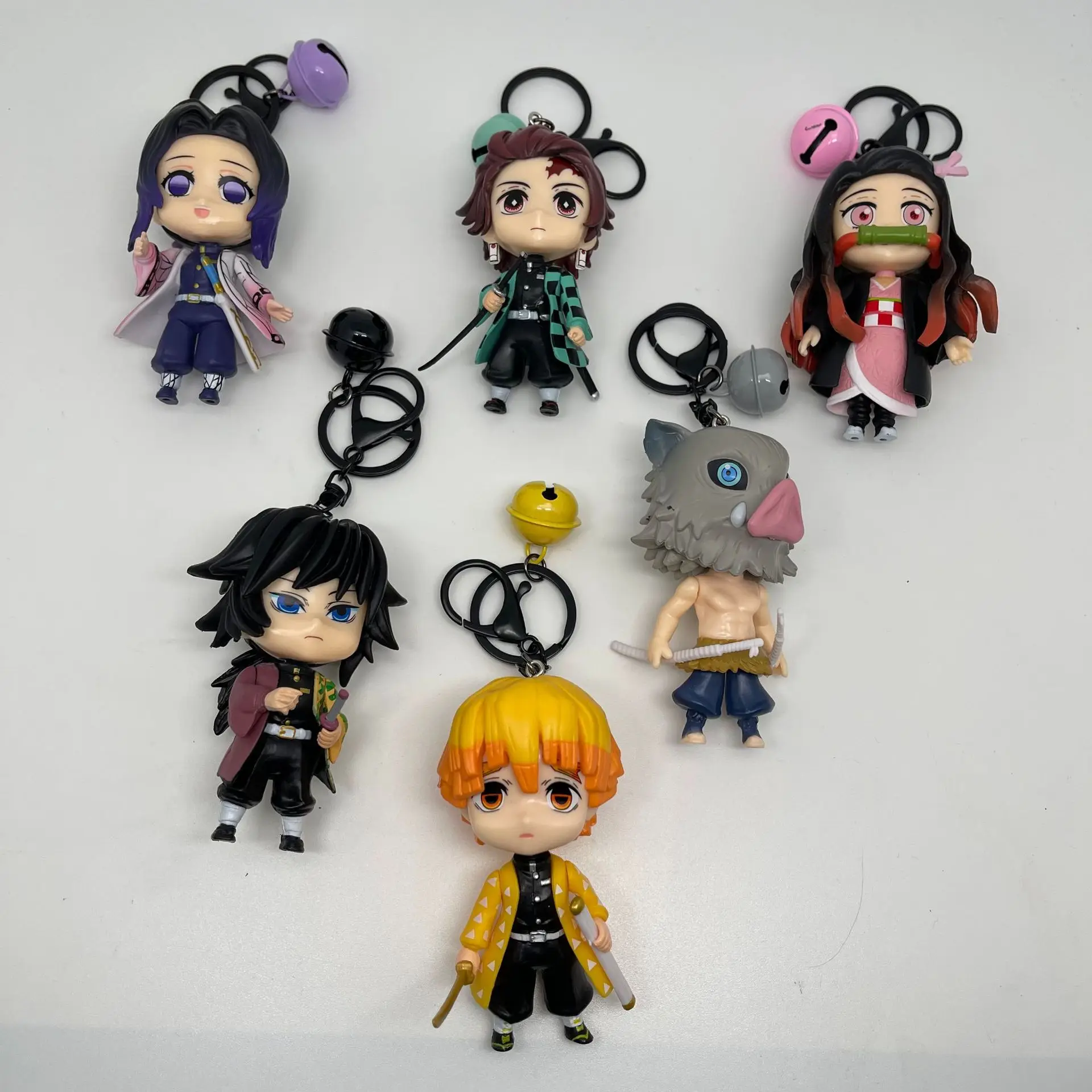 

New Trend Cartoon Anime Keychain Kimetsu No Yaiba Demon Slayer Nezuko Tanjirou Zenitsu Inosuke Cosplay KeyChains Gifts PartyGift