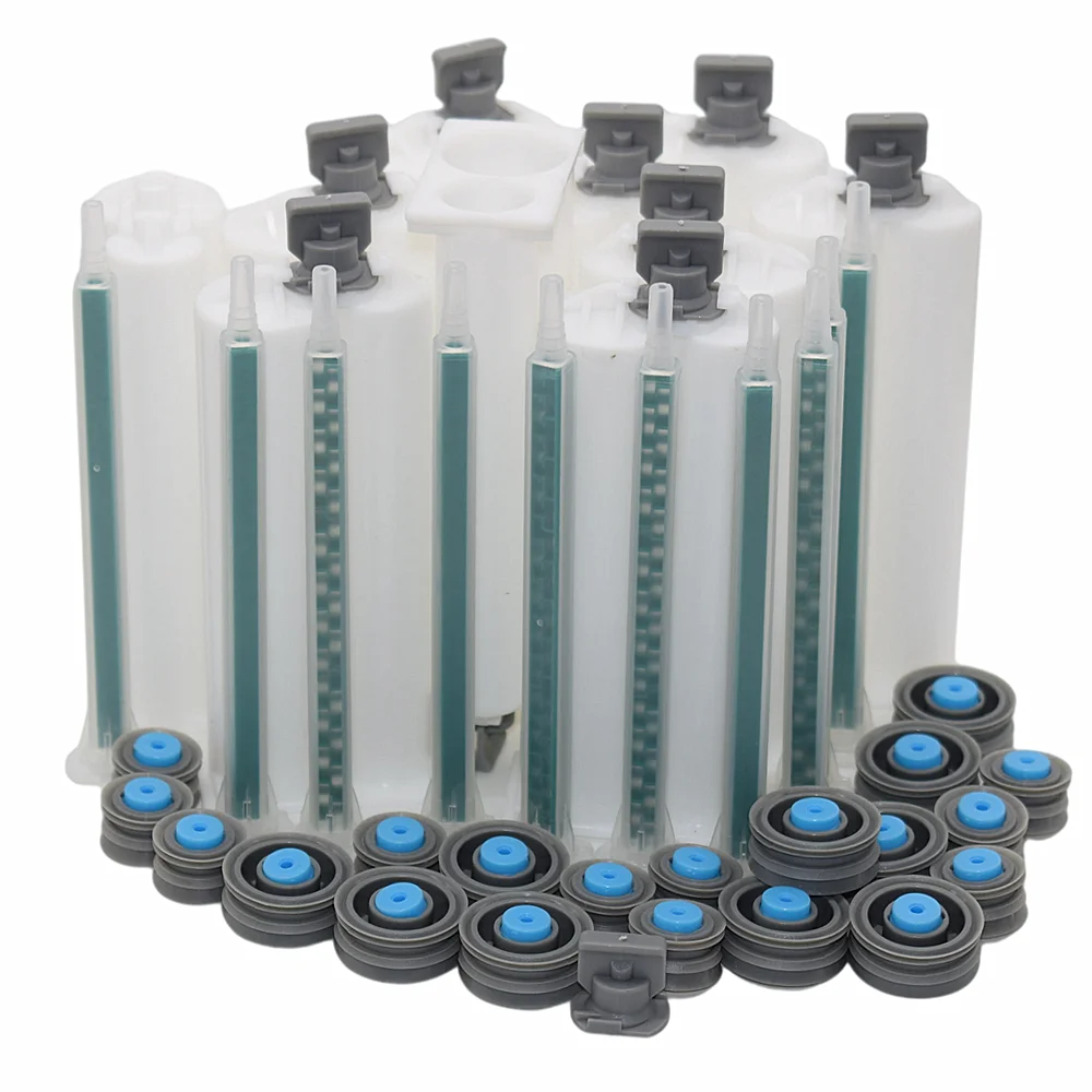 

10pcs 50ml 1:2 Cartridge AB Epoxy Glue Empty Barrel Dual Glue Cartridge with 10pcs 115mm Static Mixing Nozzles Mixer Tube Set