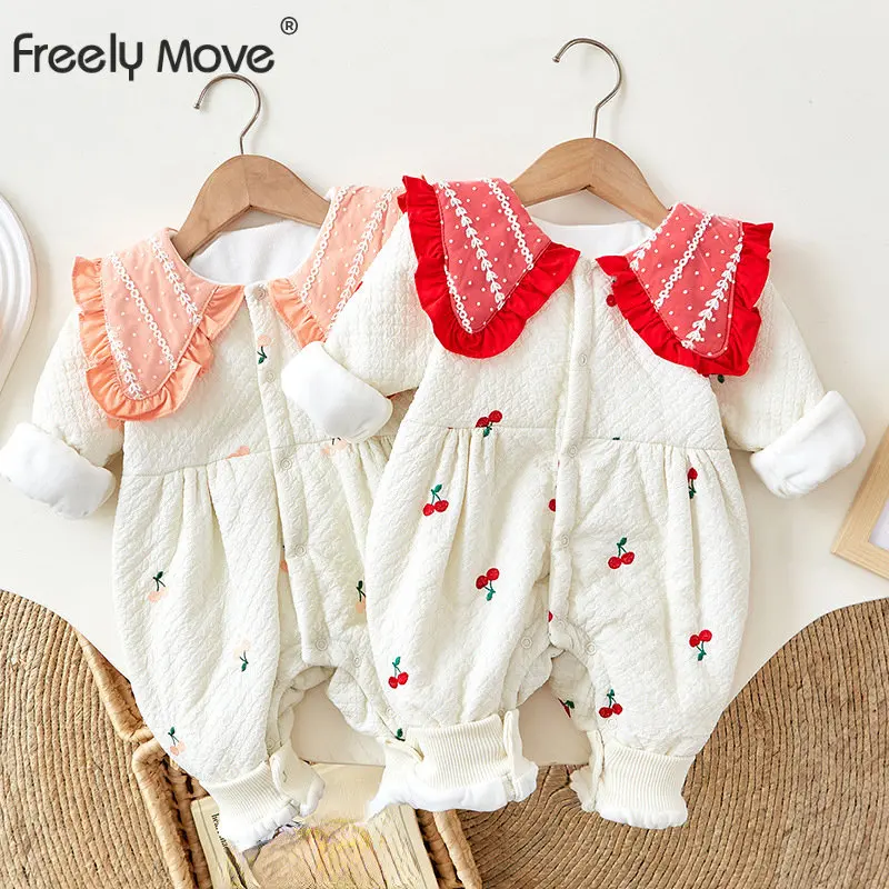 

Freely Move Baby Girls Rompers Clothes Autumn Cotton Newborn Babys Jumpsuits Outfits One Piece Winter Outerwear Toddler & Infant