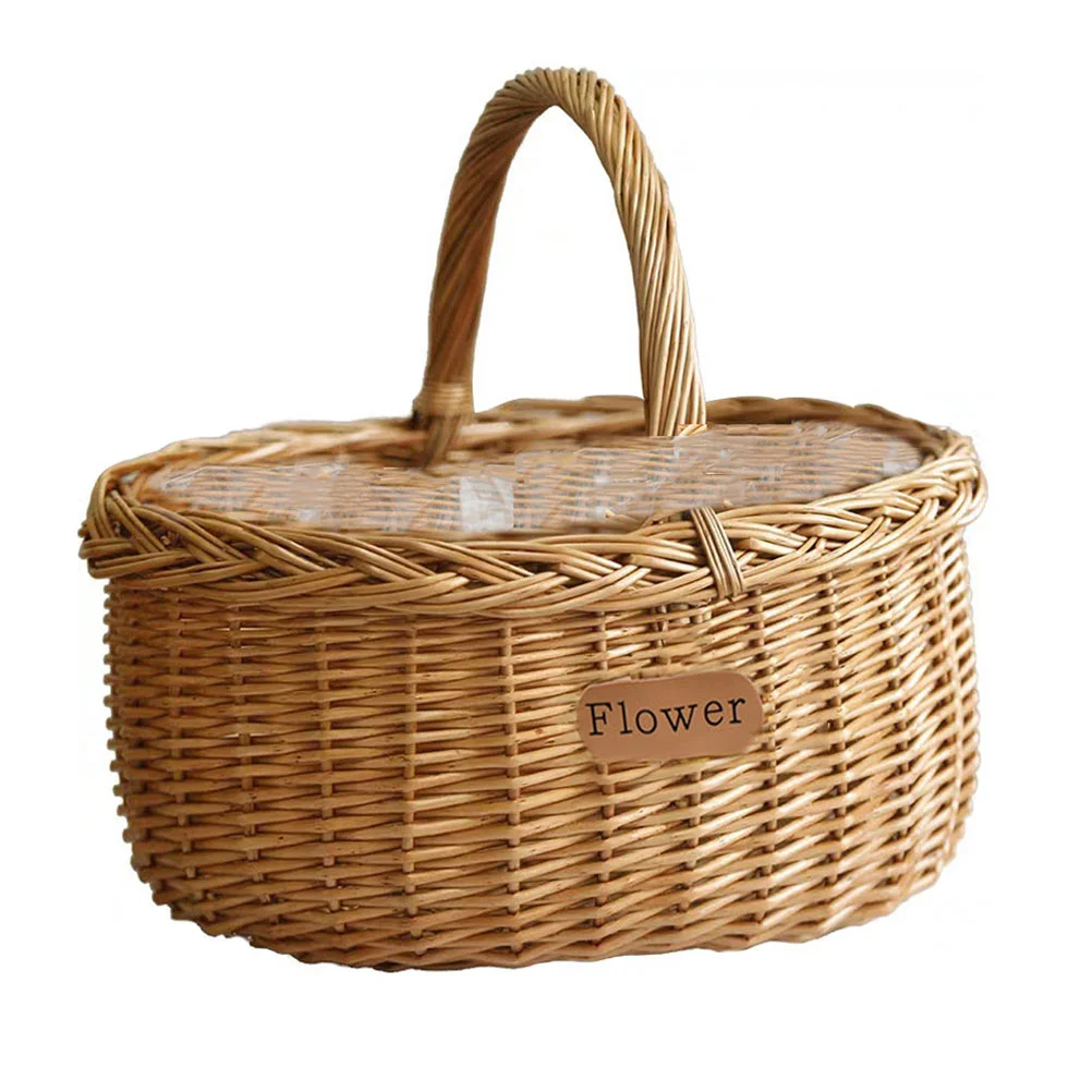 

Basket Woven Baskets Wicker Storage Picnic Seagrass Easter Willow Rattan Fruit Handles Forwith Gift Wedding Planter Bin Handheld