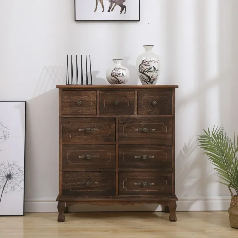 Шкаф для гостиной пасторальный с отверстиями Wind Seven комод из массива дерева