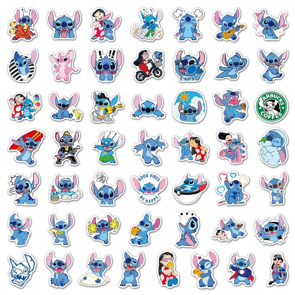 

100pcs Cute Cartoon Stitch Stickers Kawaii Waterproof Decals Graffiti Skateboard Luggage Guitar Laptop Sticker Kid Toy