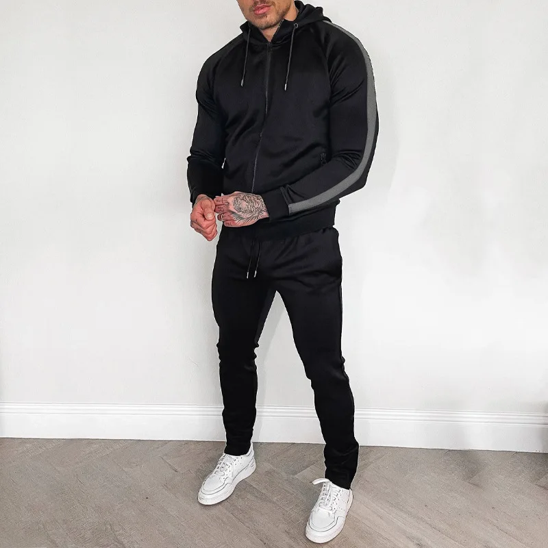 Men's Casual Autumn And Winter Jogging Sportswear Two-Piece Set Male Fitness Hooded Jacket & Sweatpants Tracksuits Sets