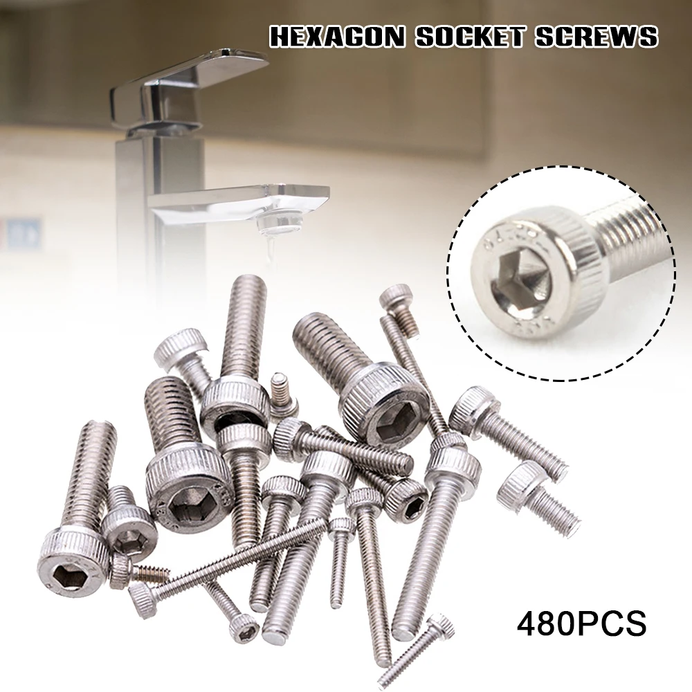 

480pcs/set High Hardness Screw Bolt Set Carbon Steel Hex Flat Head Screw Screws Bolts and Nuts with Box