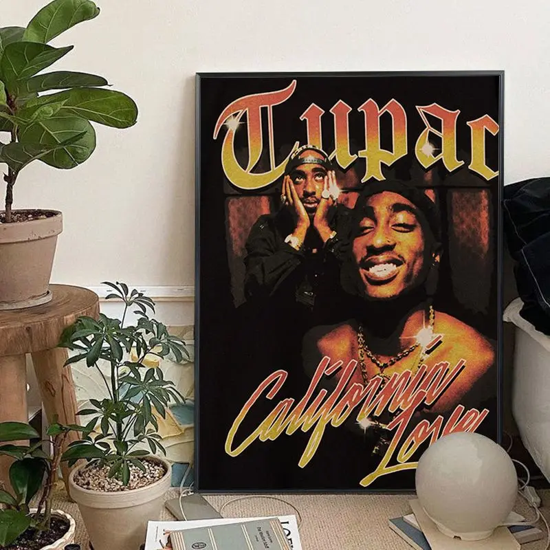Легендарный Рэпер Хип-хоп певец Тупак аниме постеры Ретро Стикеры из крафтовой