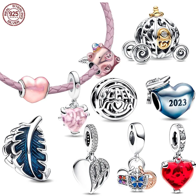 

New 925 Sterling Silver Flying Pig Seven Star Ladybug Silver Charm Pendant Beads fit Original Pandora Bracelet Necklace DIY Gift