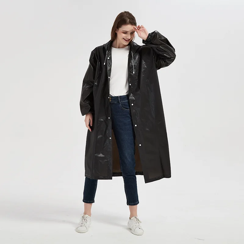 High Quality 1PC 145*68CM EVA Unisex Raincoat Thickened Waterproof Rain Coat Women Men Black Camping Waterproof Rainwear Suit
